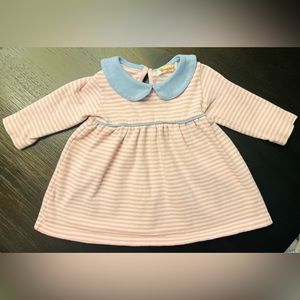 Baby Luigi Pink Striped Top/Dress with Peter Pan Collar